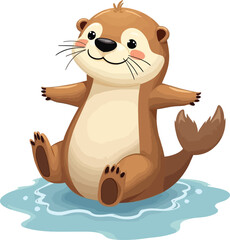 Cute cartoon a illustrator vector Sea otter