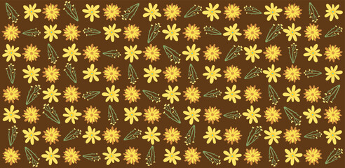 Seamless floral pattern with a subtle textile-inspired texture, combining soft botanical elements with a natural woven feel. Features hand-drawn flowers and organic leaves arranged