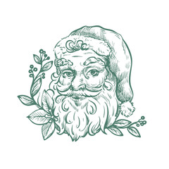 Santa and other Christmas elements in toile style isolated. Vector.