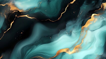Elegant teal and gold marble abstract background perfect for modern designs and artistic projects