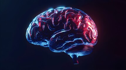 Glowing human brain anatomy neural network