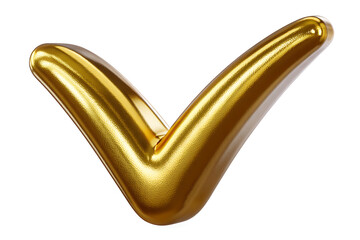 Gleaming golden check mark symbol metallic success