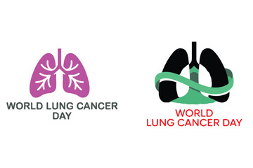 World Lung Cancer Day Awareness Designs Purple Pink Black Green Lungs Icons lung cancer awareness