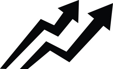 Two black upward arrows, representing growth and progress