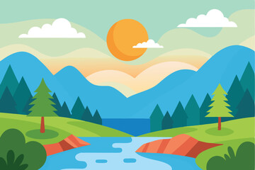 Fototapeta premium summer landscape with mountains