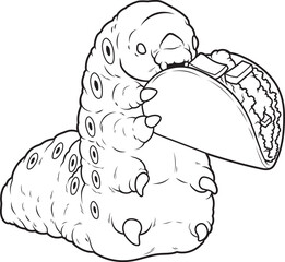 Caterpillar Taco Animal Vector Graphic Art Illustration