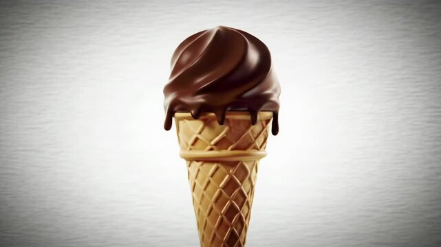 Animated drawing transforms a simple pencil sketch of chocolate ice cream cone into a delightful, realistic treat