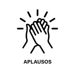 Black Line Art Hands Clapping Applause Icon vector