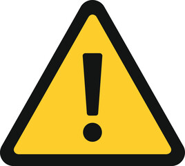 A bright yellow warning triangle with a black exclamation mark inside
