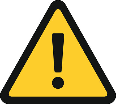 A bright yellow warning triangle with a black exclamation mark inside