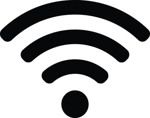 A black wifi symbol representing wireless internet connection