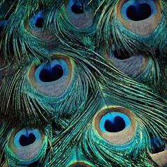 Fototapeta premium Peacock feather close-up detail