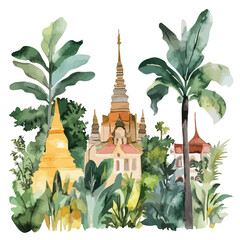 watercolor illustration of Thailand clipart isolated