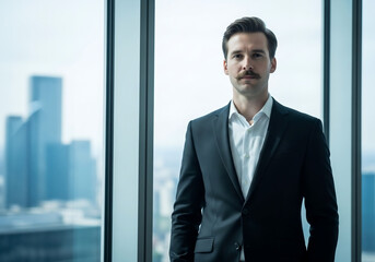 Confident Businessman In Modern Office, Corporate Success Portrait