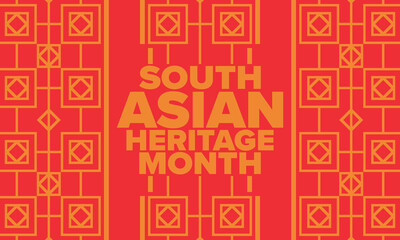 South Asian Heritage Month. Celebrate the diverse cultures and histories of South Asia. Traditional pattern. Creative art poster. Vector illustration