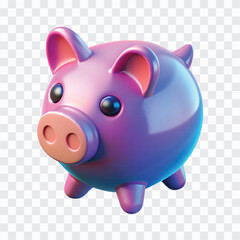 3D Pastel Piggy Bank Icon | Cute Savings Moneybox, Glossy Pink Blue Finance Symbol