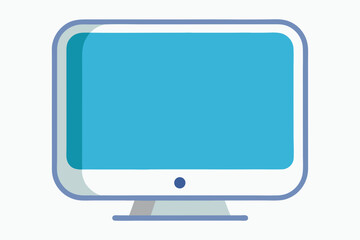 Modern flat design computer monitor with blue screen and minimalist stand