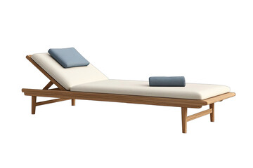 Wooden sun lounger, light-colored cushions