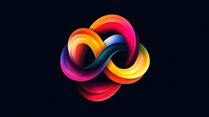 Obraz premium 3D render of intertwined, vibrant ribbons forming a complex, looping symbol.