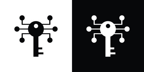 Digital key icon isolated silhouette on white background. Vector illustration.