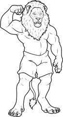 Lion Bodybuilder Bodybuilding Animal Vector Graphic Art Illustration