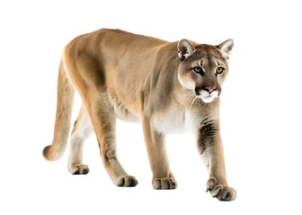 Obraz premium a cougar walking isolated on white background PNG, ai generated