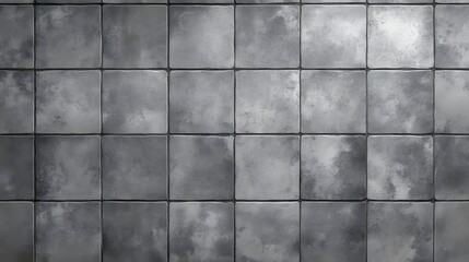 Photograph of a weathered, textured grey tile wall with subtle variations in tone.