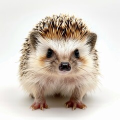 Charming hedgehog gazing curiously in a bright, minimalistic setting