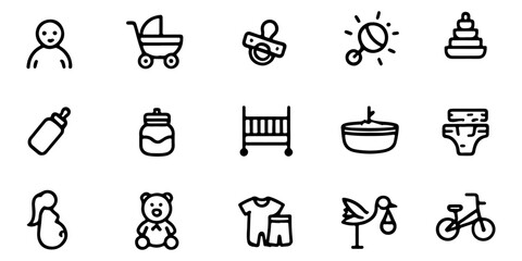 UntitledE5.ai Baby Icons, Newborn, Cradle, Toys, and Toddler Essentials Collection