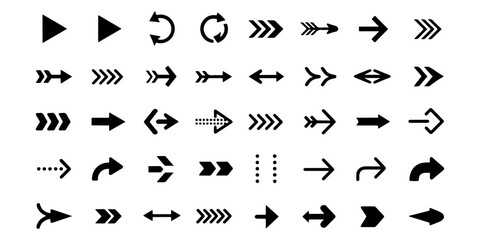 Collection of Arrows, Navigation Symbols, and UI Icons Design Elements for Websites, Applications, and Presentations