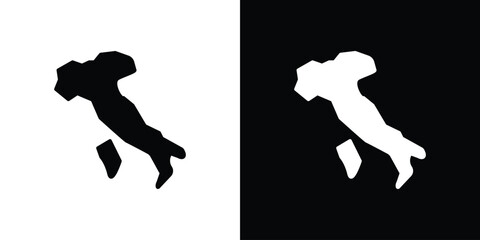 Italy flag icon isolated silhouette on white background. Vector illustration.