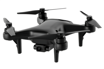 a modern quadcopter drone with four-propellers isolated on white background  PNG, ai generated