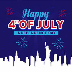 Happy 4th of July, USA fireworks background, 4th July border, Independence Day, Patriotic 4th of July Graphic with American Flag, banner, poster, social media feed