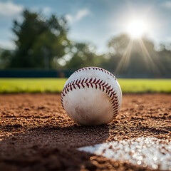 Baseball Bat at  Plate on Baseball Field at Sunset, Baseball Game Day with gas and filled 