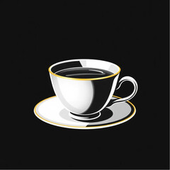 Obraz premium A ceramic teacup with a gold rim