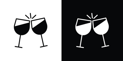 Wine toast icon isolated silhouette on white background. Vector illustration.