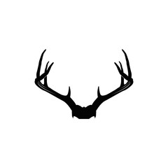 Deer antlers, mammal, wild animal, wildlife, vector, illustration in black color, isolated on white background
