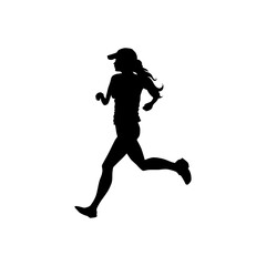Woman Running Silhouette Vector