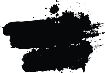 Fototapeta premium Black brush strokes and ink drops on white canvas