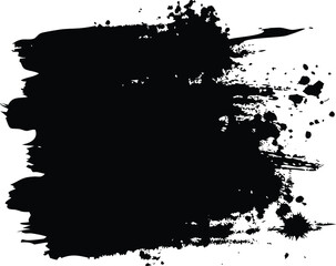 Fototapeta premium Black brush strokes and ink drops on white canvas