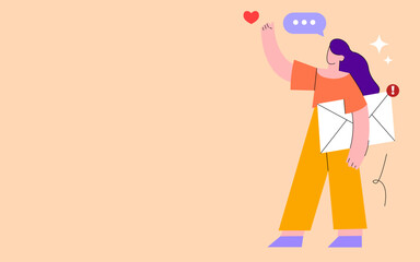 woman cartoon vector illustration of a loving couple shopping with a mail , and fashion in silhouette art