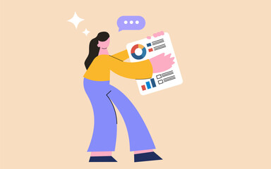 Businessman hold data analyst and graph vector  concept