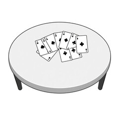 A deck of playing cards spread on a coffee table