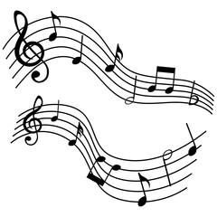 Music notes set, musical elements, isolated vector illustration.