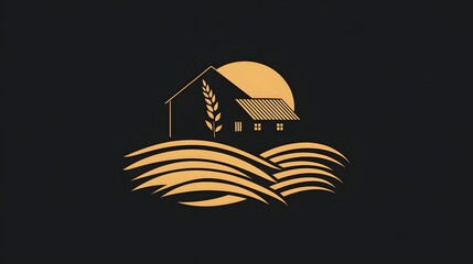 Digital illustration depicts a rural house under a crescent moon amidst wheat fields, symbolizing farmland serenity.