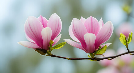 Obraz premium Delicate Pink Magnolia Blooms