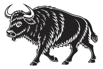 highland cow sihouette black vector