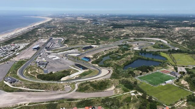 race track Zandvoort, The Netherlands, motor sports, circuit, high speed, car racing, track layout, aerial view.