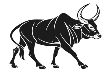 zebu silhoette black vector