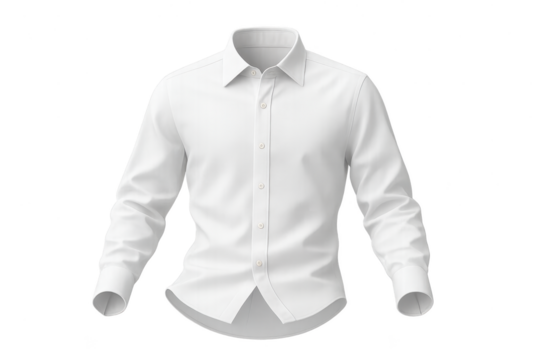 White formal shirt isolated on transparent background, clean and stylish look